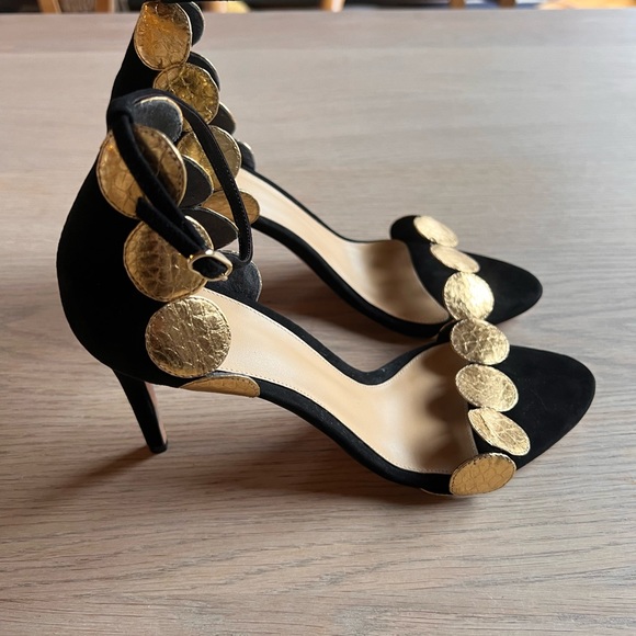 Alexandre Birman Black & Gold suede heels. Size IT37 (US 6/6.5) 3.5in heel.